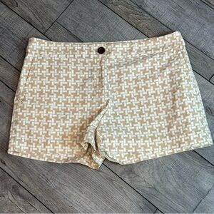 Ann Taylor LOFT Tan and Cream Print Cotton Blend Shorts 8